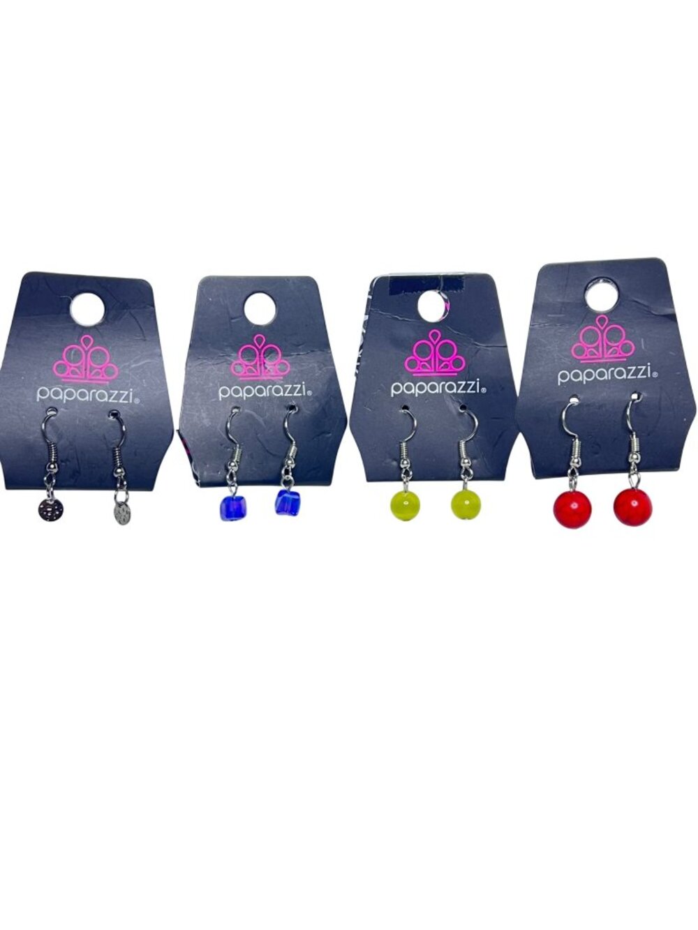Lot of 4 Paparazzi Silver Tone Pierced Earrings (6443)